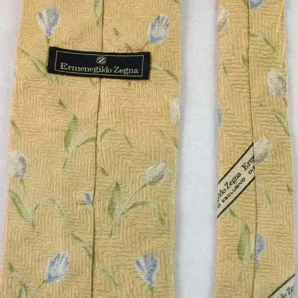 Ermenegildo Zegna Yellow Multi-Color Silk 57"x3.5" - Picture 4 of 4